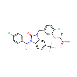 C[C@@H](Oc1cc(Cn2c(=O)n(C(=O)c3ccc(Cl)cc3)c3ccc(C(F)(F)F)cc32)ccc1Cl)C(=O)O ZINC000073198665