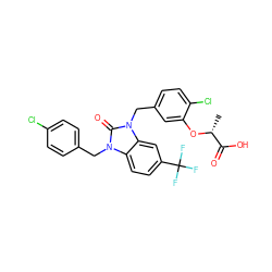 C[C@@H](Oc1cc(Cn2c(=O)n(Cc3ccc(Cl)cc3)c3ccc(C(F)(F)F)cc32)ccc1Cl)C(=O)O ZINC000082149608