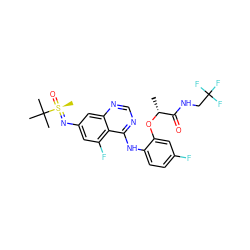 C[C@@H](Oc1cc(F)ccc1Nc1ncnc2cc(N=[S@@](C)(=O)C(C)(C)C)cc(F)c12)C(=O)NCC(F)(F)F ZINC001772592957