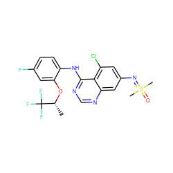 C[C@@H](Oc1cc(F)ccc1Nc1ncnc2cc(N=S(C)(C)=O)cc(Cl)c12)C(F)(F)F ZINC001772650613