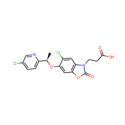 C[C@@H](Oc1cc2oc(=O)n(CCC(=O)O)c2cc1Cl)c1ccc(Cl)cn1 ZINC001772615547