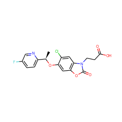 C[C@@H](Oc1cc2oc(=O)n(CCC(=O)O)c2cc1Cl)c1ccc(F)cn1 ZINC001772612265