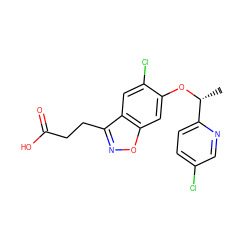 C[C@@H](Oc1cc2onc(CCC(=O)O)c2cc1Cl)c1ccc(Cl)cn1 ZINC001772598606