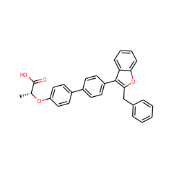 C[C@@H](Oc1ccc(-c2ccc(-c3c(Cc4ccccc4)oc4ccccc34)cc2)cc1)C(=O)O ZINC000013806758