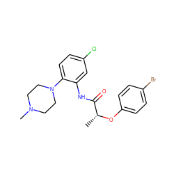 C[C@@H](Oc1ccc(Br)cc1)C(=O)Nc1cc(Cl)ccc1N1CCN(C)CC1 ZINC000012522259