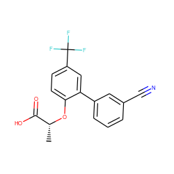 C[C@@H](Oc1ccc(C(F)(F)F)cc1-c1cccc(C#N)c1)C(=O)O ZINC000071335425