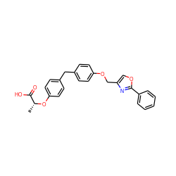 C[C@@H](Oc1ccc(Cc2ccc(OCc3coc(-c4ccccc4)n3)cc2)cc1)C(=O)O ZINC001772588619