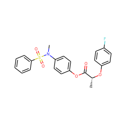 C[C@@H](Oc1ccc(F)cc1)C(=O)Oc1ccc(N(C)S(=O)(=O)c2ccccc2)cc1 ZINC000012907743