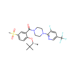 C[C@@H](Oc1ccc(S(C)(=O)=O)cc1C(=O)N1CCN(c2ncc(C(F)(F)F)cc2F)CC1)C(C)(C)C ZINC000084603388