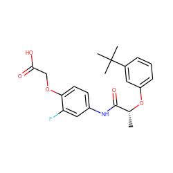 C[C@@H](Oc1cccc(C(C)(C)C)c1)C(=O)Nc1ccc(OCC(=O)O)c(F)c1 ZINC000473088588