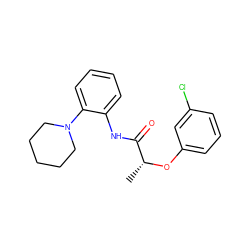 C[C@@H](Oc1cccc(Cl)c1)C(=O)Nc1ccccc1N1CCCCC1 ZINC000012527649