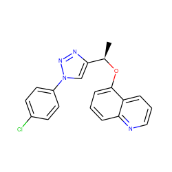 C[C@@H](Oc1cccc2ncccc12)c1cn(-c2ccc(Cl)cc2)nn1 ZINC000043017539