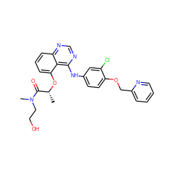 C[C@@H](Oc1cccc2ncnc(Nc3ccc(OCc4ccccn4)c(Cl)c3)c12)C(=O)N(C)CCO ZINC000029129970