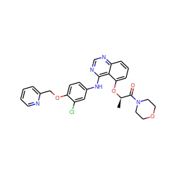 C[C@@H](Oc1cccc2ncnc(Nc3ccc(OCc4ccccn4)c(Cl)c3)c12)C(=O)N1CCOCC1 ZINC000029129964