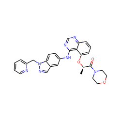 C[C@@H](Oc1cccc2ncnc(Nc3ccc4c(cnn4Cc4ccccn4)c3)c12)C(=O)N1CCOCC1 ZINC000029041311