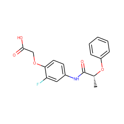 C[C@@H](Oc1ccccc1)C(=O)Nc1ccc(OCC(=O)O)c(F)c1 ZINC000473083427