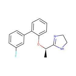 C[C@@H](Oc1ccccc1-c1cccc(F)c1)C1=NCCN1 ZINC000013585604