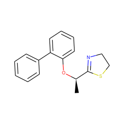 C[C@@H](Oc1ccccc1-c1ccccc1)C1=NCCS1 ZINC000013585617