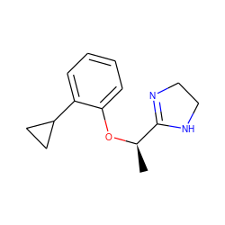 C[C@@H](Oc1ccccc1C1CC1)C1=NCCN1 ZINC000064393121