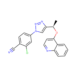 C[C@@H](Oc1ccnc2ccccc12)c1cn(-c2ccc(C#N)c(Cl)c2)nn1 ZINC000043013735