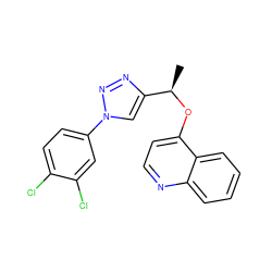 C[C@@H](Oc1ccnc2ccccc12)c1cn(-c2ccc(Cl)c(Cl)c2)nn1 ZINC000043019504