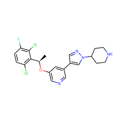 C[C@@H](Oc1cncc(-c2cnn(C3CCNCC3)c2)c1)c1c(Cl)ccc(F)c1Cl ZINC000238853163