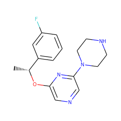 C[C@@H](Oc1cncc(N2CCNCC2)n1)c1cccc(F)c1 ZINC000000003309