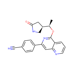 C[C@@H](Oc1nc(-c2ccc(C#N)cc2)cc2ncccc12)[C@H]1CNC(=O)C1 ZINC000141965784