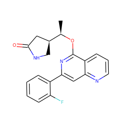 C[C@@H](Oc1nc(-c2ccccc2F)cc2ncccc12)[C@H]1CNC(=O)C1 ZINC000141955948