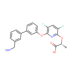 C[C@@H](Oc1nc(Oc2cccc(-c3cccc(CN)c3)c2)c(F)cc1F)C(=O)O ZINC000205199744