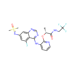 C[C@@H](Oc1ncccc1Nc1ncnc2cc(N=S(C)(C)=O)cc(F)c12)C(=O)NCC(F)(F)F ZINC001772579607