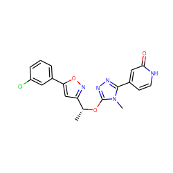 C[C@@H](Oc1nnc(-c2cc[nH]c(=O)c2)n1C)c1cc(-c2cccc(Cl)c2)on1 ZINC000043194666