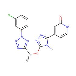 C[C@@H](Oc1nnc(-c2cc[nH]c(=O)c2)n1C)c1nnn(-c2cccc(Cl)c2)n1 ZINC000043194667