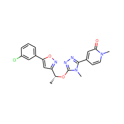 C[C@@H](Oc1nnc(-c2ccn(C)c(=O)c2)n1C)c1cc(-c2cccc(Cl)c2)on1 ZINC000143014420