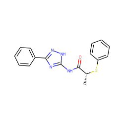 C[C@@H](Sc1ccccc1)C(=O)Nc1nc(-c2ccccc2)n[nH]1 ZINC000025155667