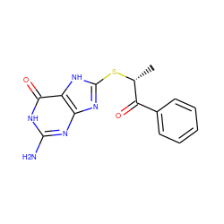 C[C@@H](Sc1nc2nc(N)[nH]c(=O)c2[nH]1)C(=O)c1ccccc1 ZINC000169308486