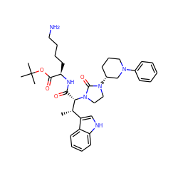 C[C@@H](c1c[nH]c2ccccc12)[C@H](C(=O)N[C@H](CCCCN)C(=O)OC(C)(C)C)N1CCN([C@@H]2CCCN(c3ccccc3)C2)C1=O ZINC000027555499