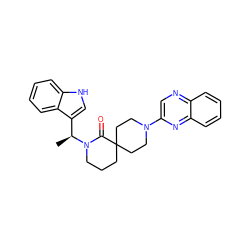 C[C@@H](c1c[nH]c2ccccc12)N1CCCC2(CCN(c3cnc4ccccc4n3)CC2)C1=O ZINC000096173111