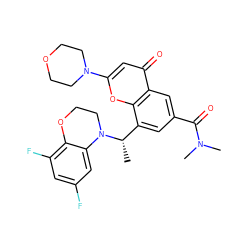 C[C@@H](c1cc(C(=O)N(C)C)cc2c(=O)cc(N3CCOCC3)oc12)N1CCOc2c(F)cc(F)cc21 ZINC000653852846