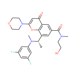 C[C@@H](c1cc(C(=O)N(C)CCO)cc2c(=O)cc(N3CCOCC3)oc12)N(C)c1cc(F)cc(F)c1 ZINC000116737809