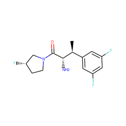 C[C@@H](c1cc(F)cc(F)c1)[C@H](N)C(=O)N1CC[C@H](F)C1 ZINC000053243581