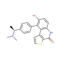 C[C@@H](c1ccc(-c2c(O)ccc3[nH]c(=O)c4sccc4c23)cc1)N(C)C ZINC000164941559