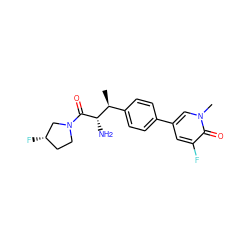 C[C@@H](c1ccc(-c2cc(F)c(=O)n(C)c2)cc1)[C@H](N)C(=O)N1CC[C@H](F)C1 ZINC000014947709