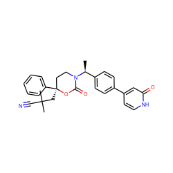 C[C@@H](c1ccc(-c2cc[nH]c(=O)c2)cc1)N1CC[C@](CC(C)(C)C#N)(c2ccccc2)OC1=O ZINC000068151226