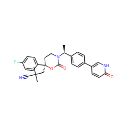 C[C@@H](c1ccc(-c2ccc(=O)[nH]c2)cc1)N1CC[C@](CC(C)(C)C#N)(c2ccc(F)cc2)OC1=O ZINC000068151211