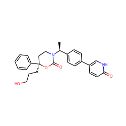 C[C@@H](c1ccc(-c2ccc(=O)[nH]c2)cc1)N1CC[C@](CCCO)(c2ccccc2)OC1=O ZINC000096178575