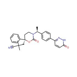 C[C@@H](c1ccc(-c2ccc(=O)[nH]n2)cc1)N1CC[C@](CC(C)(C)C#N)(c2ccccc2)OC1=O ZINC000068151237