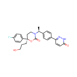 C[C@@H](c1ccc(-c2ccc(=O)[nH]n2)cc1)N1CC[C@](CCCO)(c2ccc(F)cc2)OC1=O ZINC000096178411