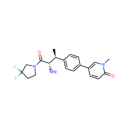 C[C@@H](c1ccc(-c2ccc(=O)n(C)c2)cc1)[C@H](N)C(=O)N1CCC(F)(F)C1 ZINC000014947725