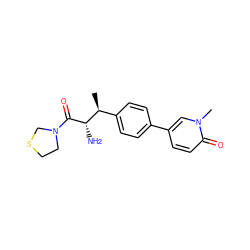 C[C@@H](c1ccc(-c2ccc(=O)n(C)c2)cc1)[C@H](N)C(=O)N1CCSC1 ZINC000014947730